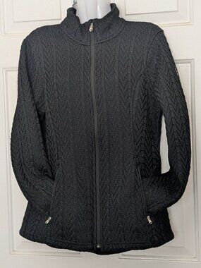Spyder Logo Embroidered Full-Zip Sweater Jacket Women's Size L Black .